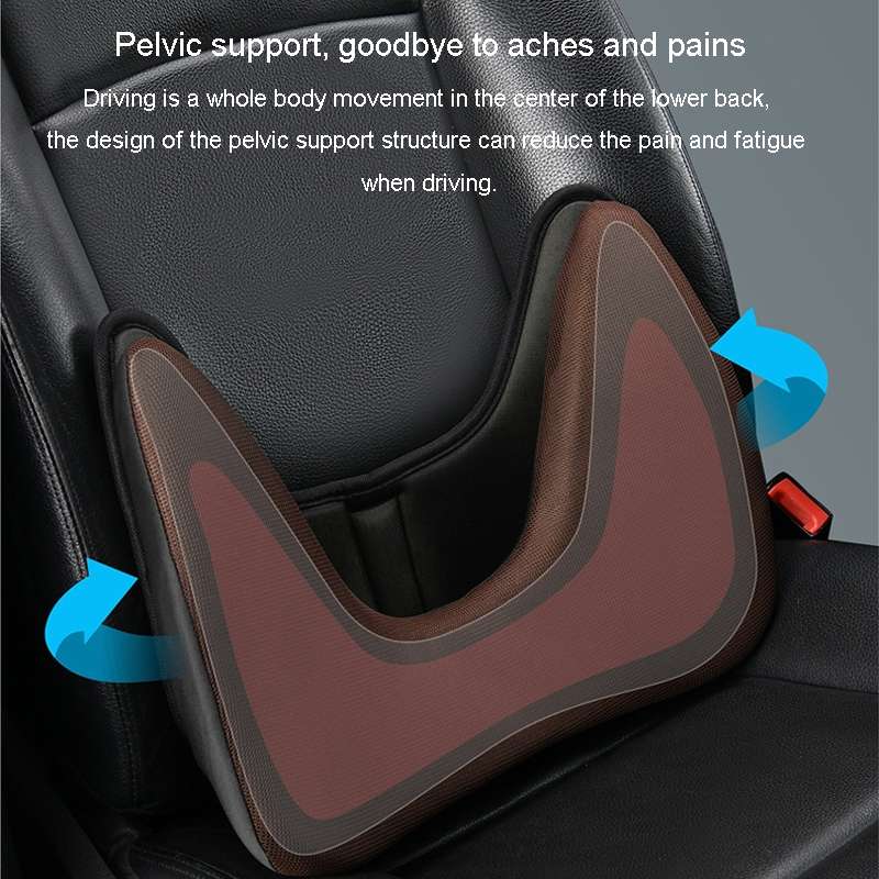 LINXICP 3 In 1 Car Seat Lumbar Cushion Summer Special Memory Foam Breathable Car Back Pad(Coffee)