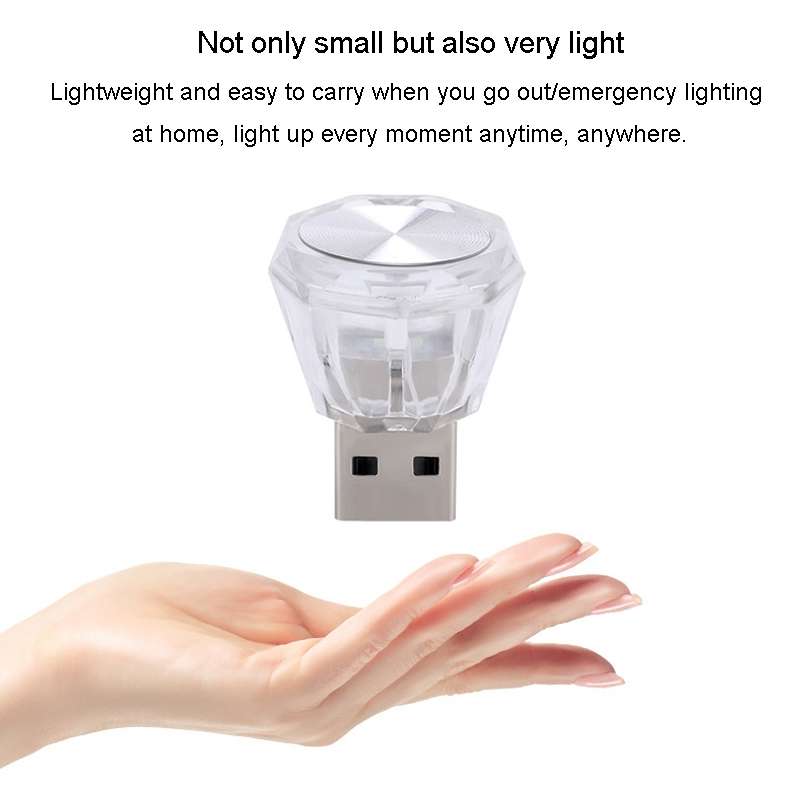 Car Diamond Model USB Ambient Light Charge-Free Plug And Play LED Decorative Lights(Colorful)