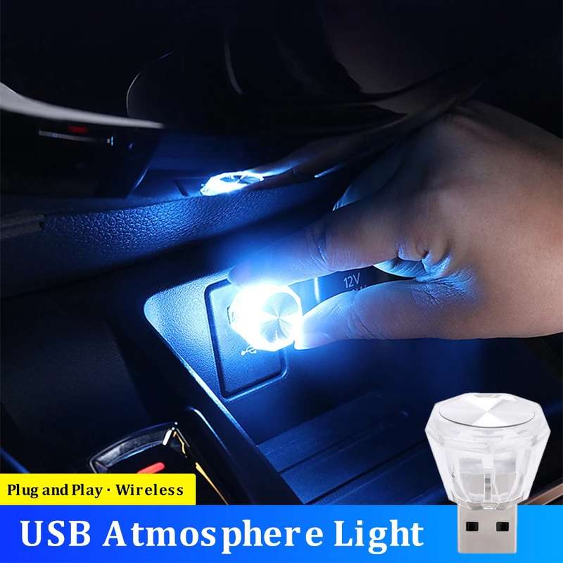 Car Diamond Model USB Ambient Light Charge-Free Plug And Play LED Decorative Lights(Colorful)