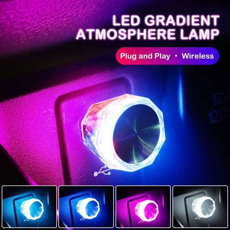 Car Diamond Model USB Ambient Light Charge-Free Plug And Play LED Decorative Lights(Colorful)