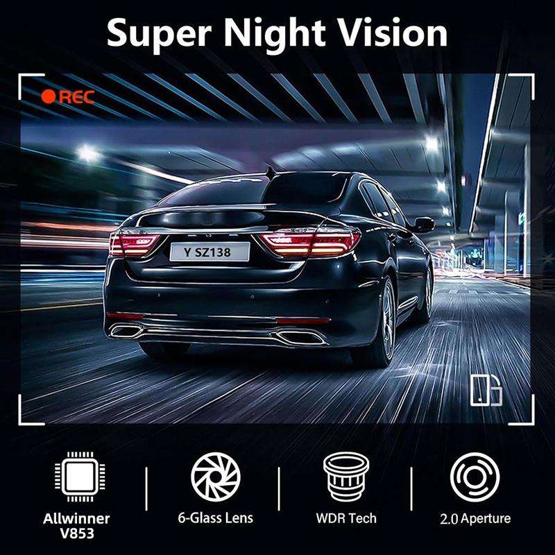 3-Inch Dual-Lens Front 4K + Rear 2K HD WiFi Connected Driving Recorder(A5)