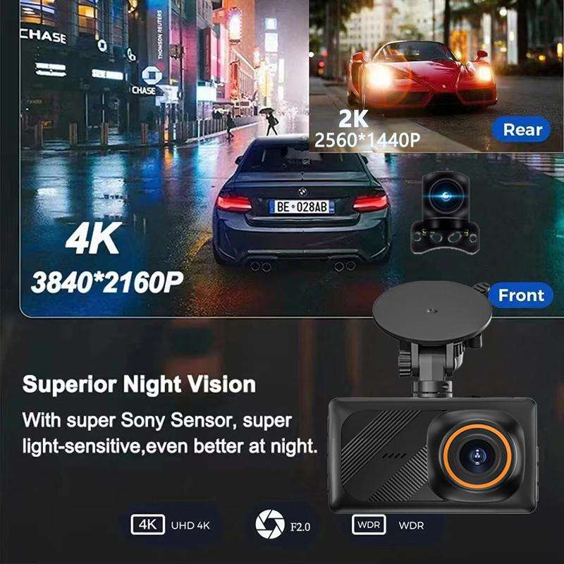 3-Inch Dual-Lens Front 4K + Rear 2K HD WiFi Connected Driving Recorder(A5)