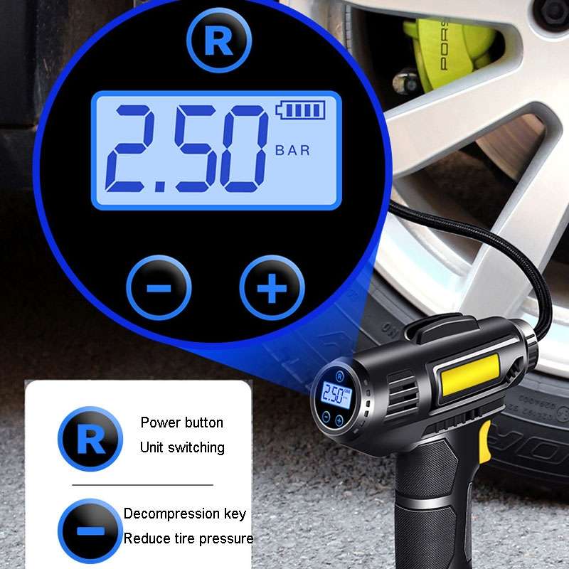 Portable Multifunctional Car Inflator Automobile Tire Pneumatic Pump, Model: Wireless Digital