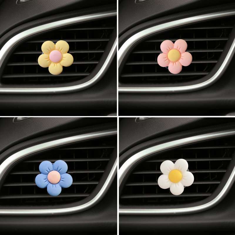 Candy-colored Ffive-petal Flower Car Air Vent Aromatherapy Decorative Clip, Color: Blue