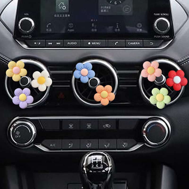 Candy-colored Ffive-petal Flower Car Air Vent Aromatherapy Decorative Clip, Color: Blue