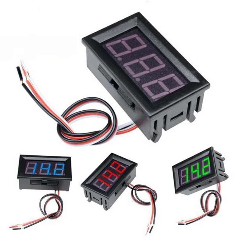0V-30V 3 Wire DC Voltmeter Terminal 0.56 Inch LED Digital Voltmeter Accessories Reverse Connection P