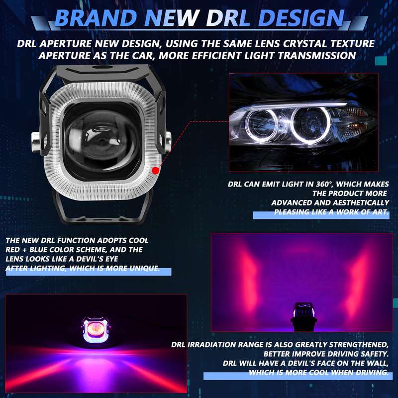 Motorcycle Vehicle Multi-Mode Spotlight Angel Eye Aperture LED Spotlight(M13 1pair)