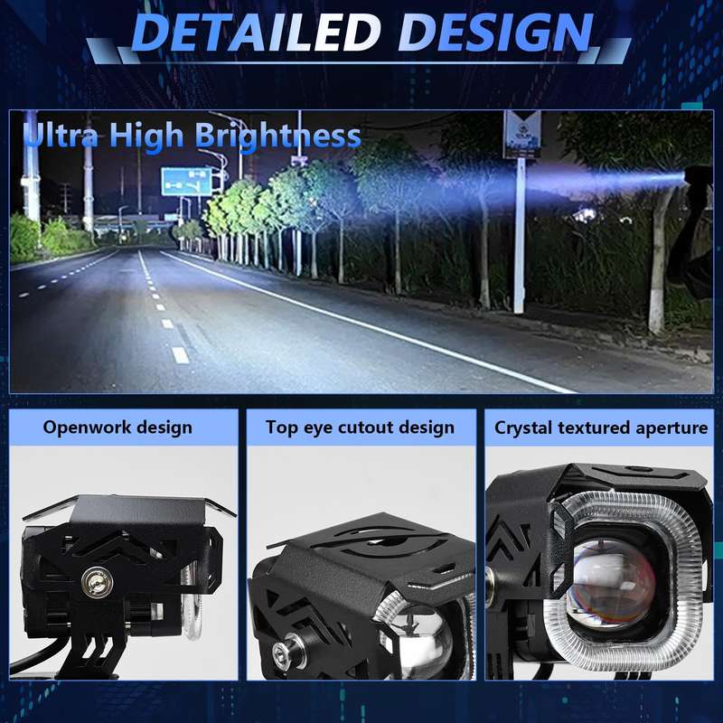 Motorcycle Vehicle Multi-Mode Spotlight Angel Eye Aperture LED Spotlight(M13 1pair)