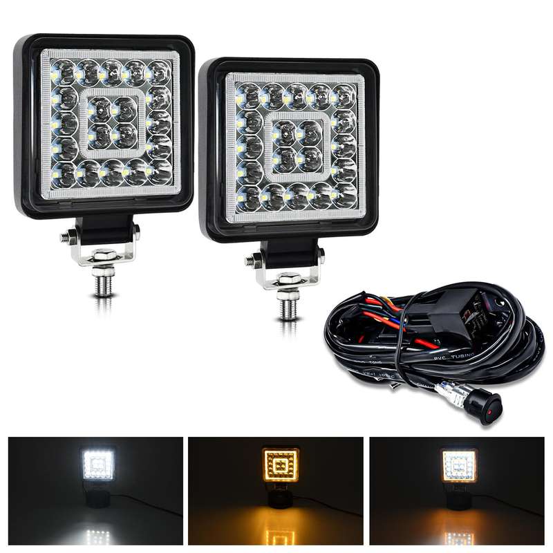 4 Inch Square Mixed Light Double-Circle Angel Eye Work Light(E10 1pair)