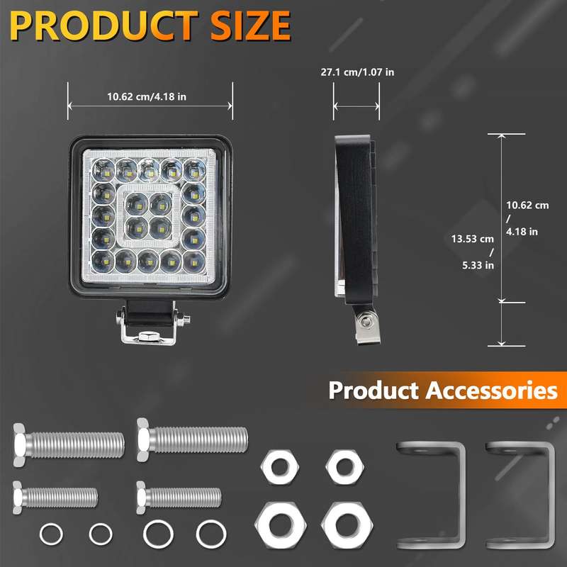 4 Inch Square Mixed Light Double-Circle Angel Eye Work Light(E10 1pair)