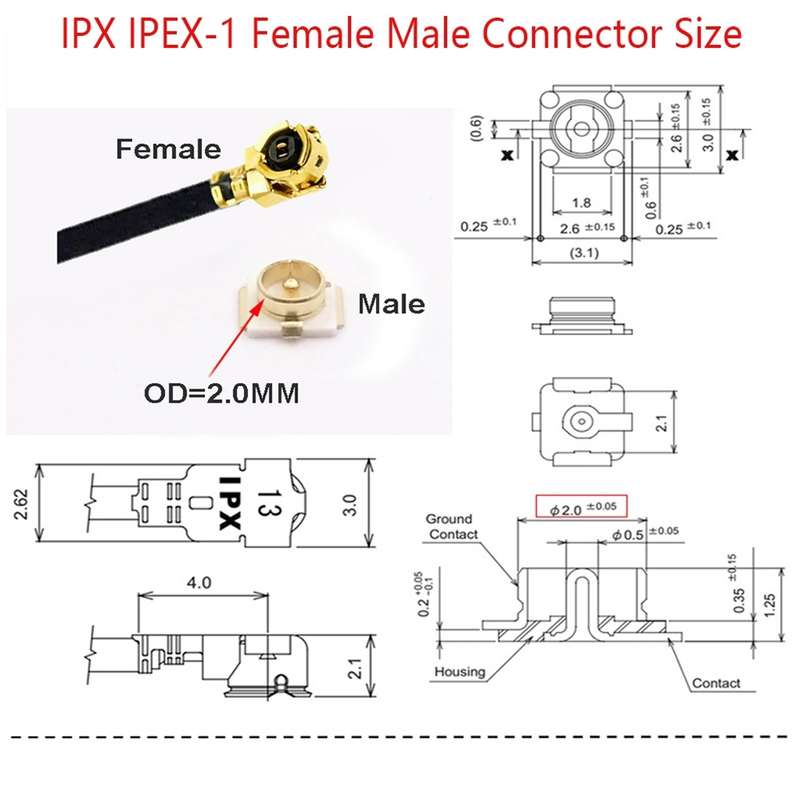 1 In 3 IPX To SMAK RG178 Pigtail WIFI Antenna Extension Cable Jumper(20cm)
