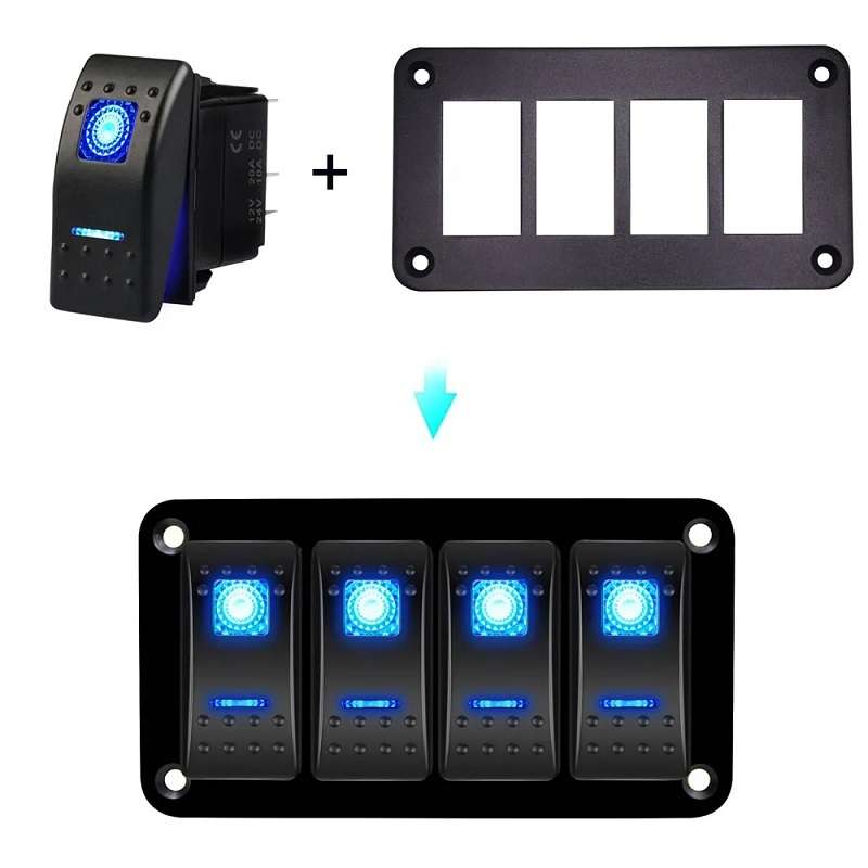 Road Aluminum Rocker Switch Panel Housing Bracket for Narva Type Boats Automotive Switch Parts, Spec