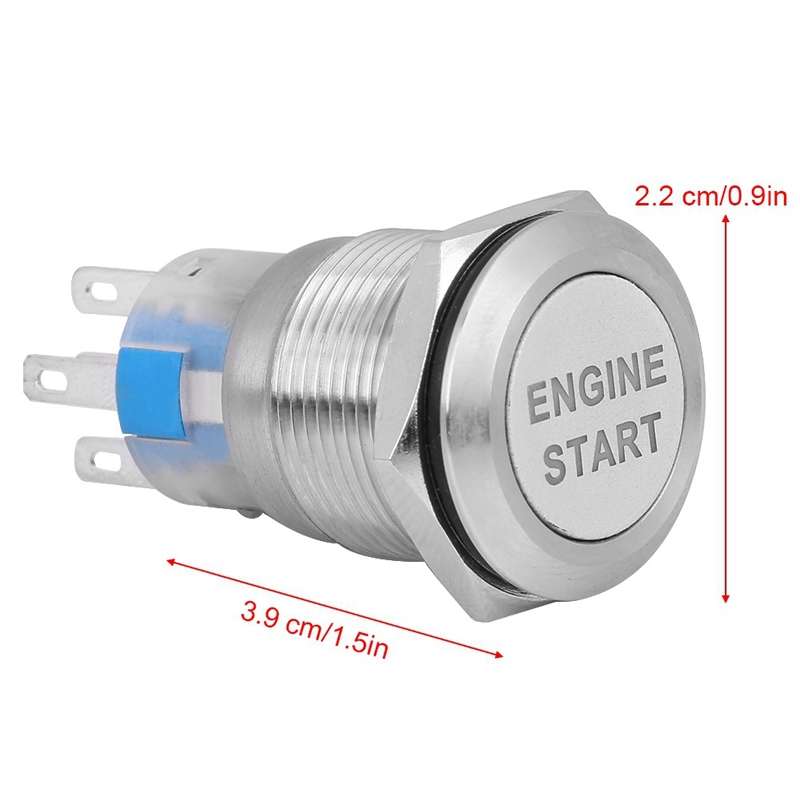 19MM Car Modification One-Button Start Switch Waterproof LED Metal Button(Silver)