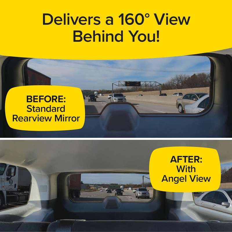 Wide-Angle Rearview Mirror Reduce Blind Spots Fits Most Cars SUVs