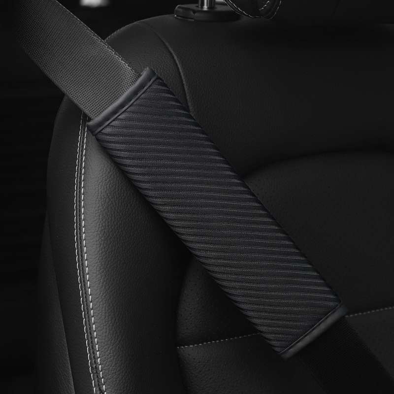 3D Striped Mesh Car Seat Belt Cover Shoulder Pads(Black)