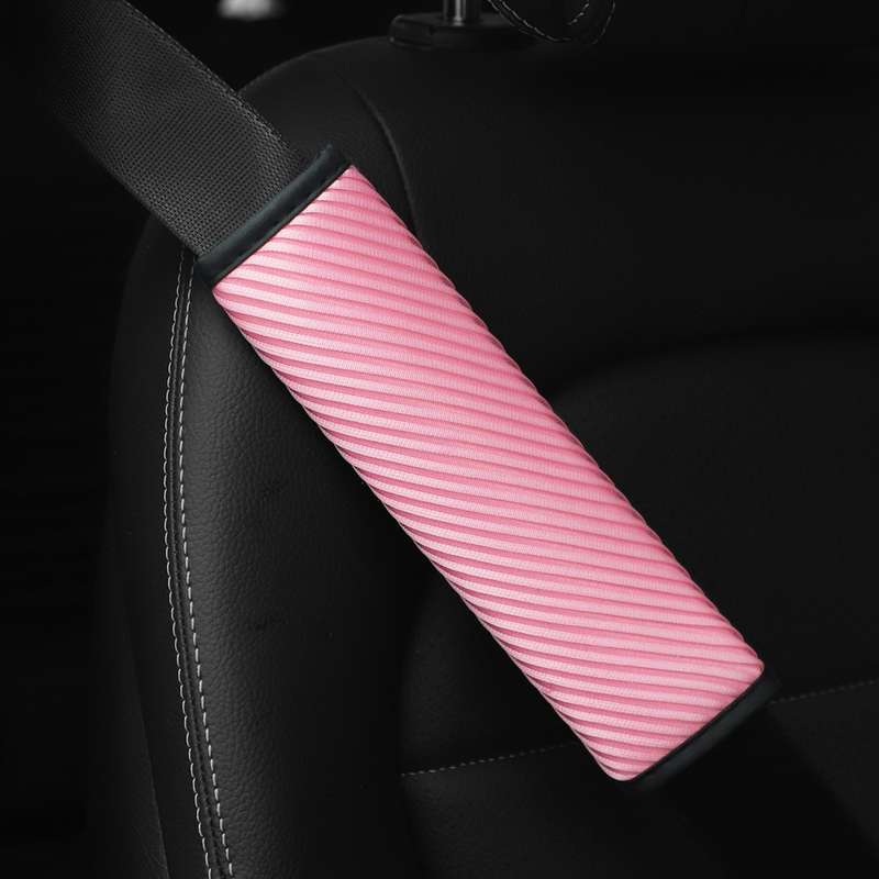 3D Striped Mesh Car Seat Belt Cover Shoulder Pads(Pink)