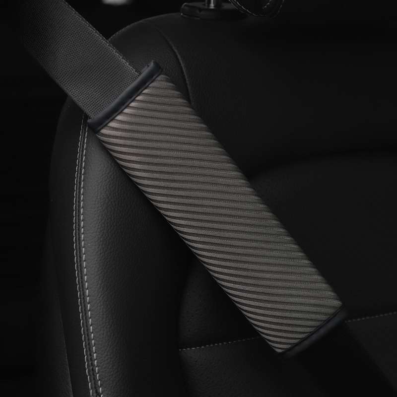 3D Striped Mesh Car Seat Belt Cover Shoulder Pads(Gray)