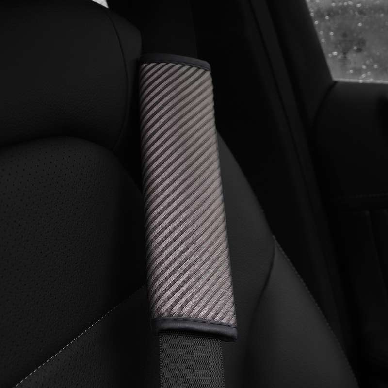 3D Striped Mesh Car Seat Belt Cover Shoulder Pads(Gray)