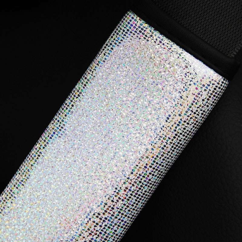Bling Car Leather Seat Belt Cover Shoulder Pads(Colorful Red)