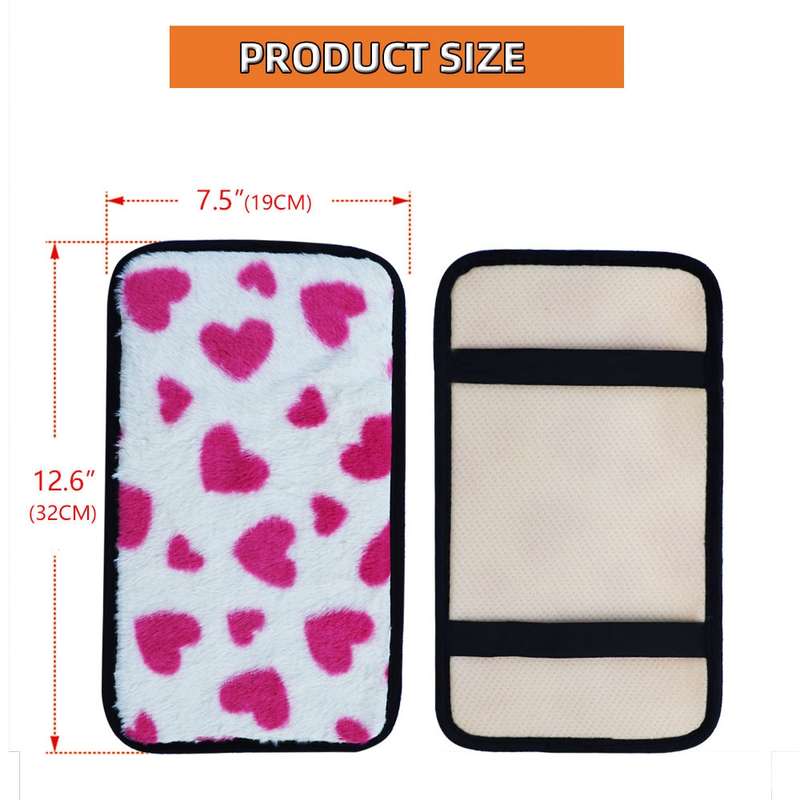 Plush Heart Pattern Car Center Console Cover Mat 32x19cm(Rose Red)