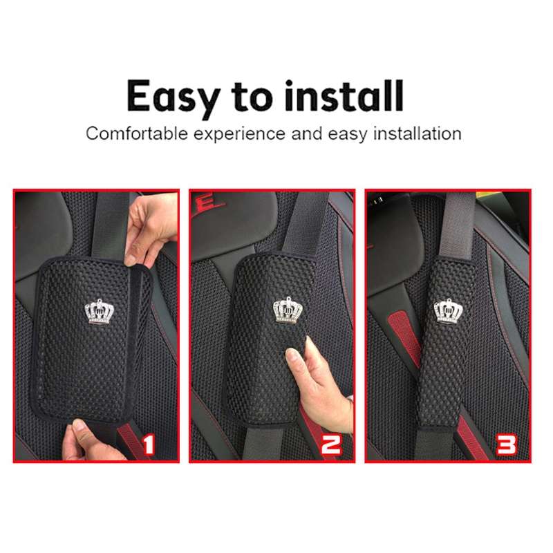 30cm Carbon Fiber Car Leather Seat Belt Cover Shoulder Pads For Trucks
