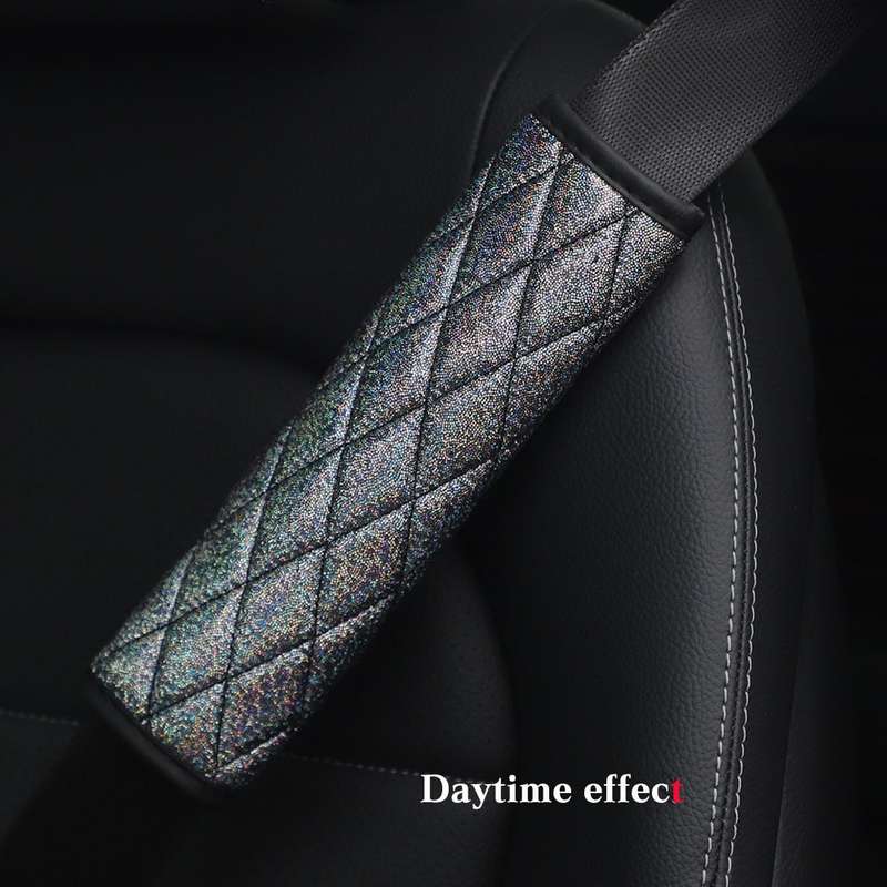 Glitter Car Seat Belt Cover Shoulder Pads Car Accessories 6.5x23cm(Pink)