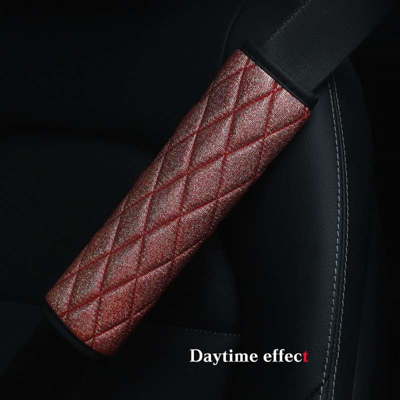 Glitter Car Seat Belt Cover Shoulder Pads Car Accessories 6.5x23cm(Red)