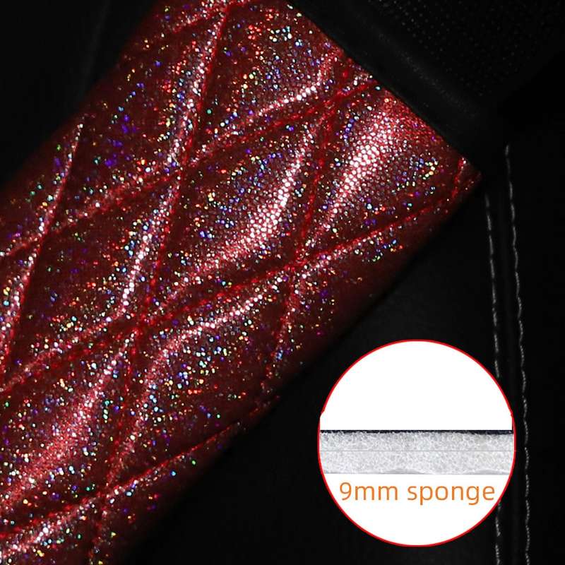 Glitter Car Seat Belt Cover Shoulder Pads Car Accessories 6.5x23cm(Red)