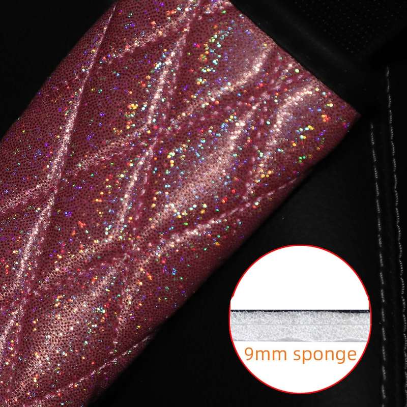 Glitter Car Seat Belt Cover Shoulder Pads Car Accessories 6.5x23cm(Pink)