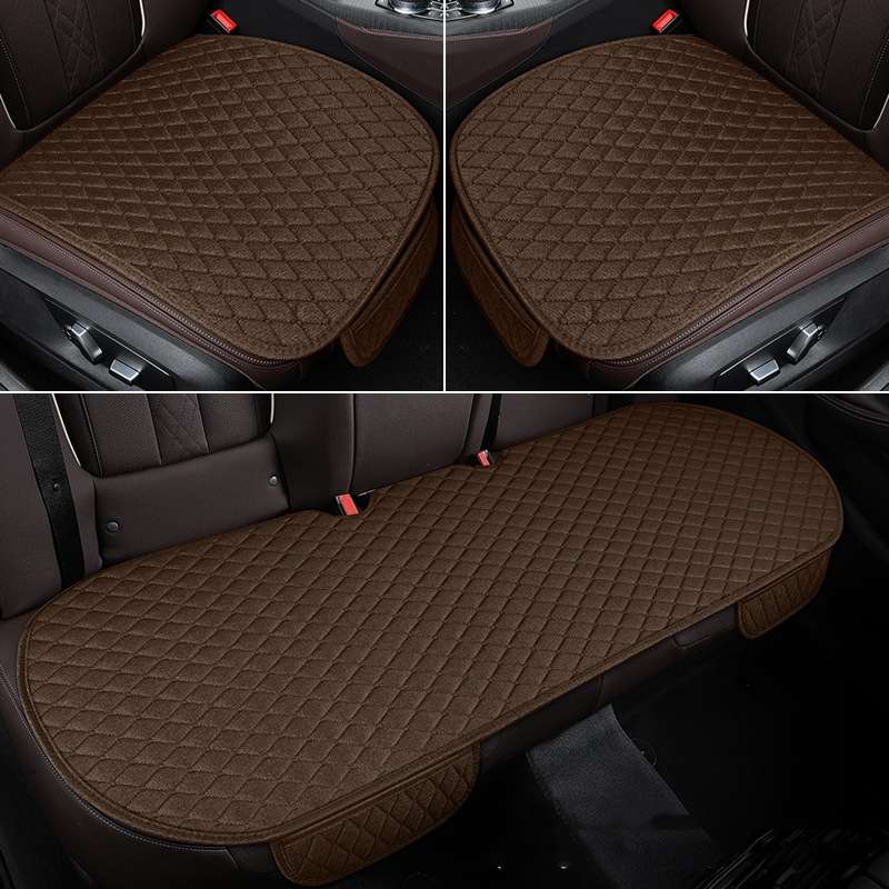 Non-Slip Rhombus Imitation Linen Car Seat Cushion, Color: Brown Back Row