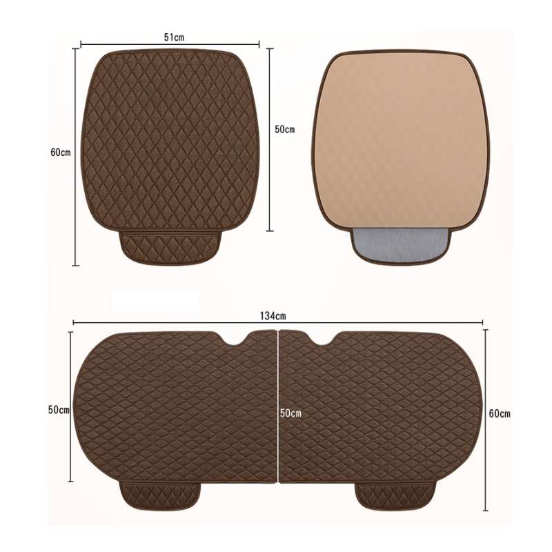 Non-Slip Rhombus Imitation Linen Car Seat Cushion, Color: Black Back Row