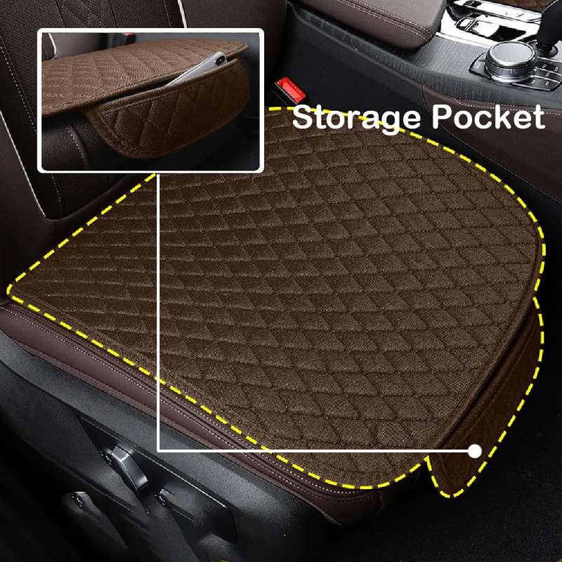 Non-Slip Rhombus Imitation Linen Car Seat Cushion, Color: Black Back Row