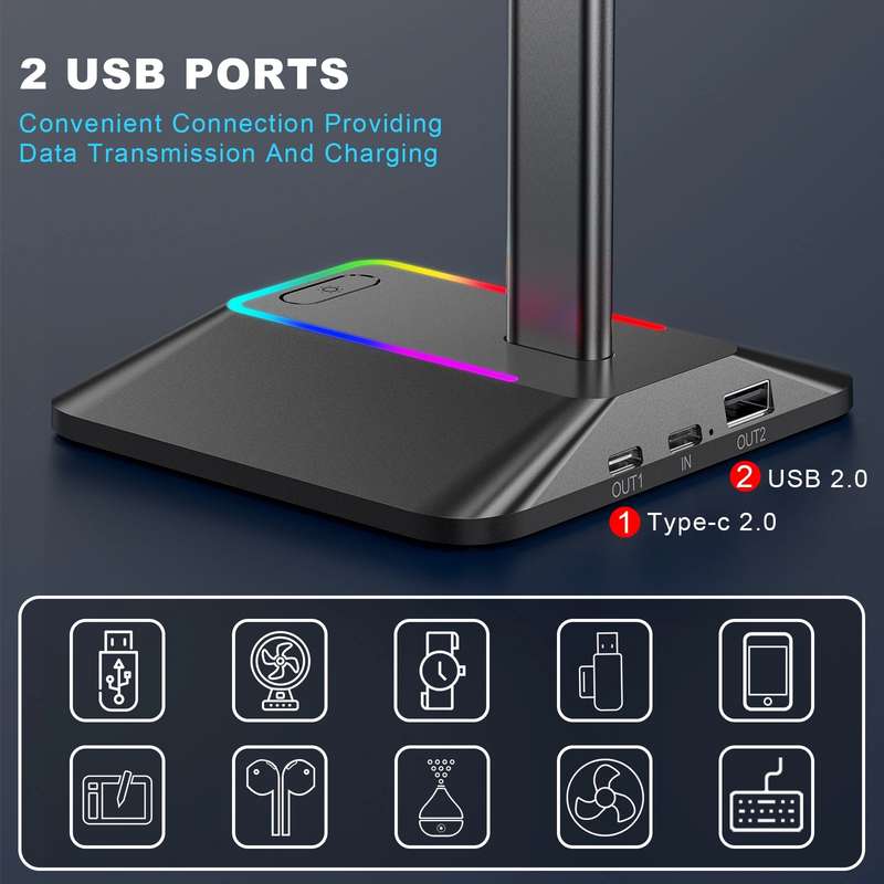 New Bee Dual Output Colorful Headset Display Rack HUB Expansion Headphone Holder, Color: Z8 Silver