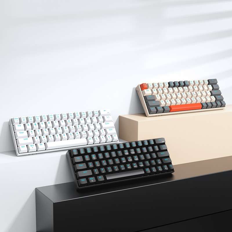 T-WOLF T60 63 Keys Office Computer Gaming Wired Mechanical Keyboard, Color: Color-matching A