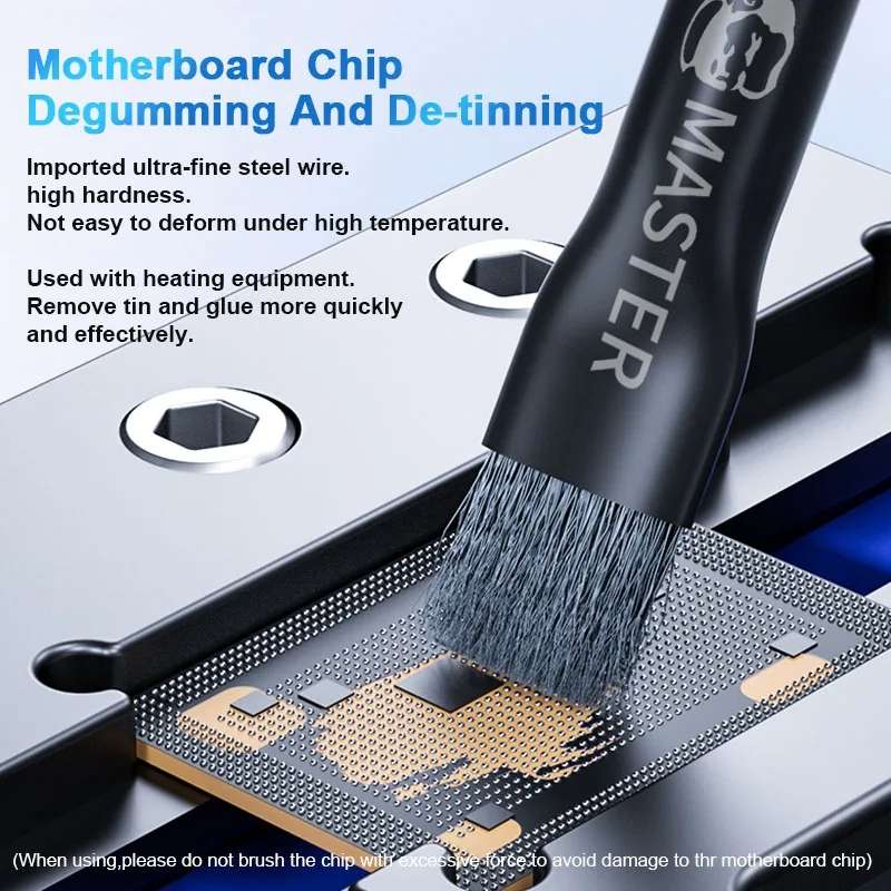 MECHANIC Cell Phone Motherboard Chip Degumming Brush PCB De-Tin Cleaning Cylinder Long Handle Brush,