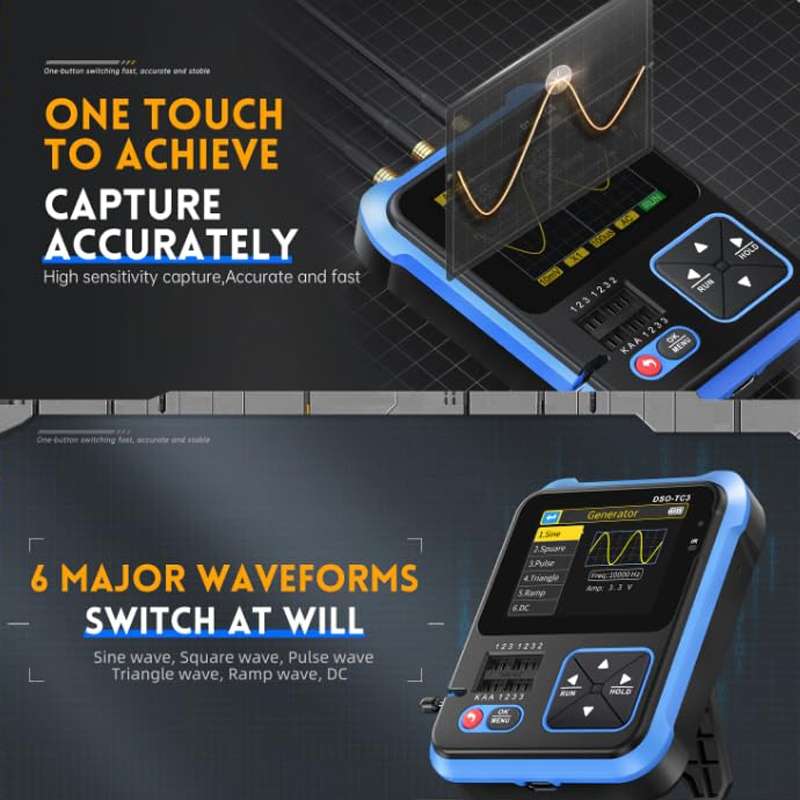 FNIRSI 3 In 1 Handheld Digital Oscilloscope LCR Transistor Tester, Specification: Upgrade