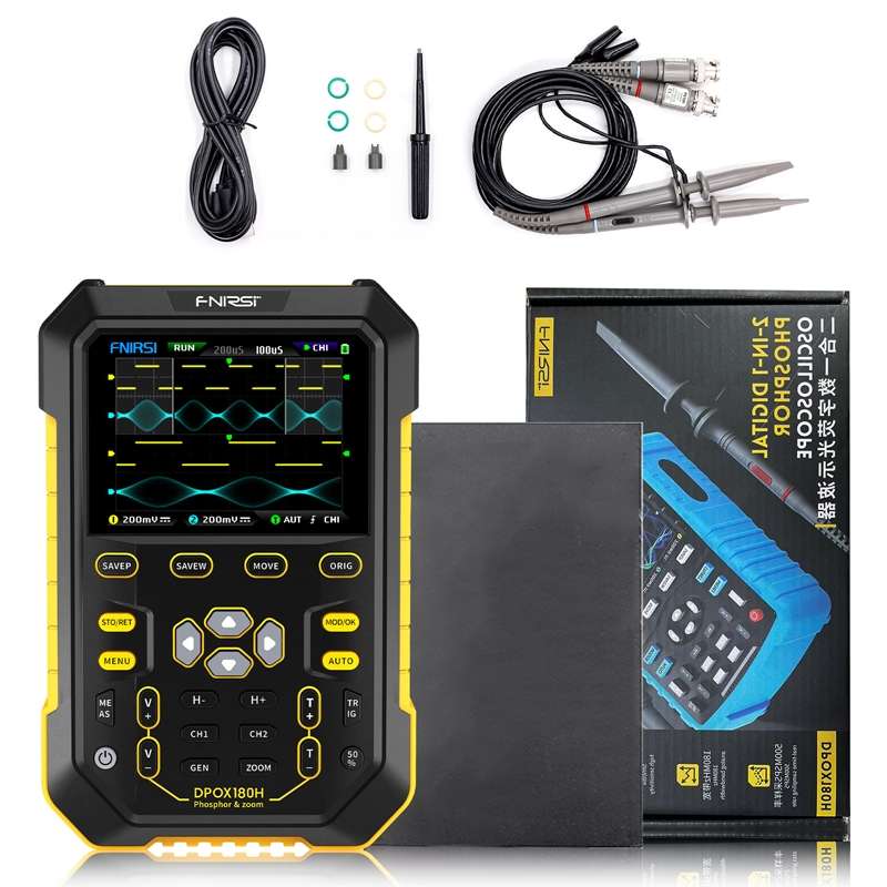 FNIRSI 2 In 1 Small Handheld Fluorescence Digital Dual-Channel Oscilloscope, US Plug(Blue)