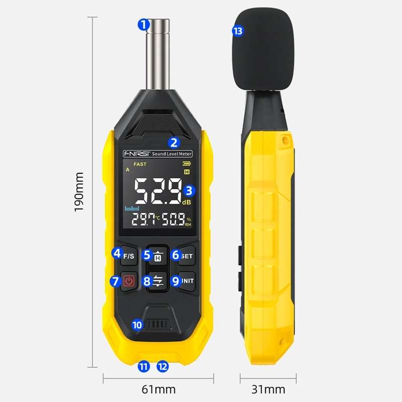 FNIRSI Noise Decibel Meter Home Volume Detector(Yellow)