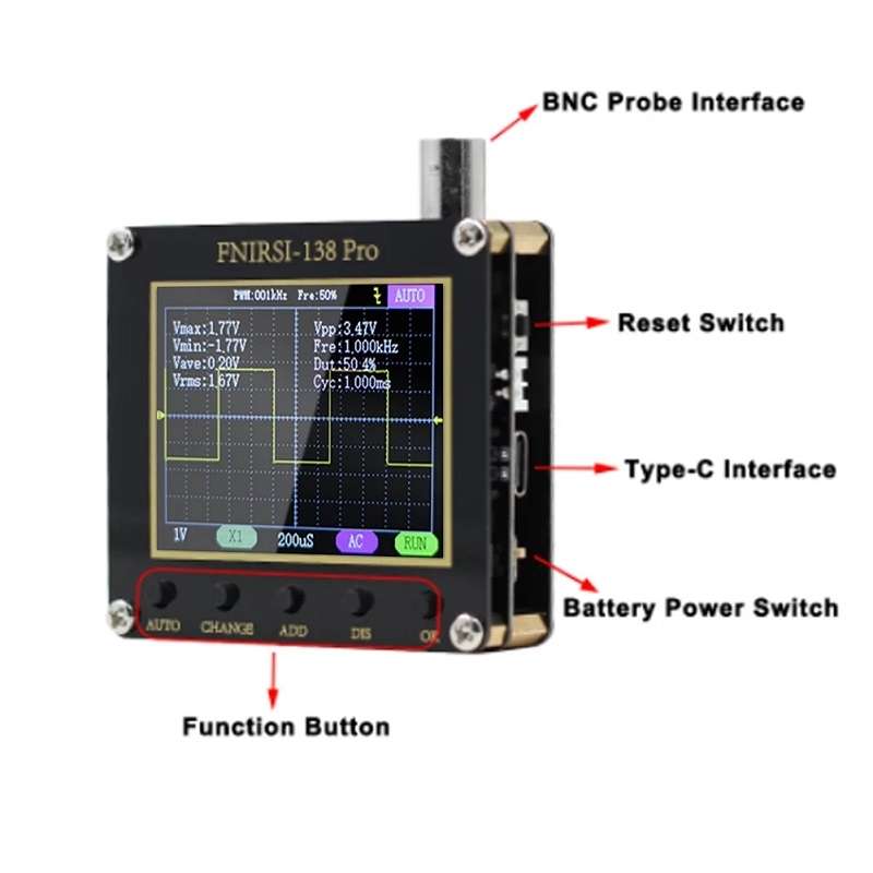 FNIRSI Handheld Small Teaching Maintenance Digital Oscilloscope, Specification: Upgrade Without Batt