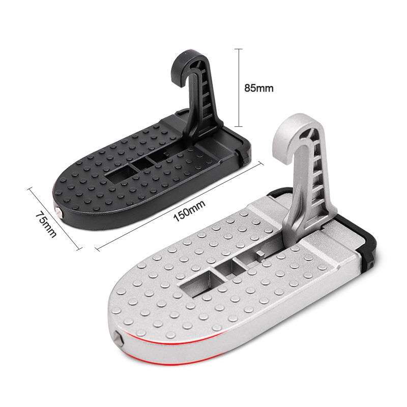 Car Hook Door Foldable Foot Pedal with Safety Hammer(Silver)