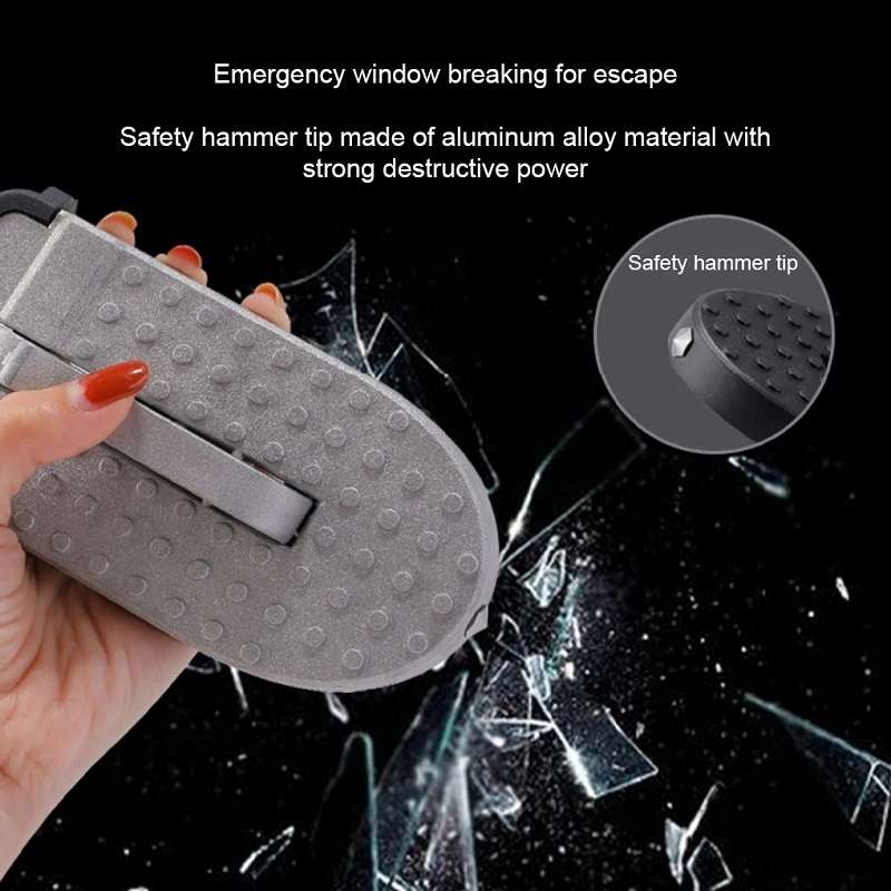 Car Hook Door Foldable Foot Pedal with Safety Hammer(Silver)