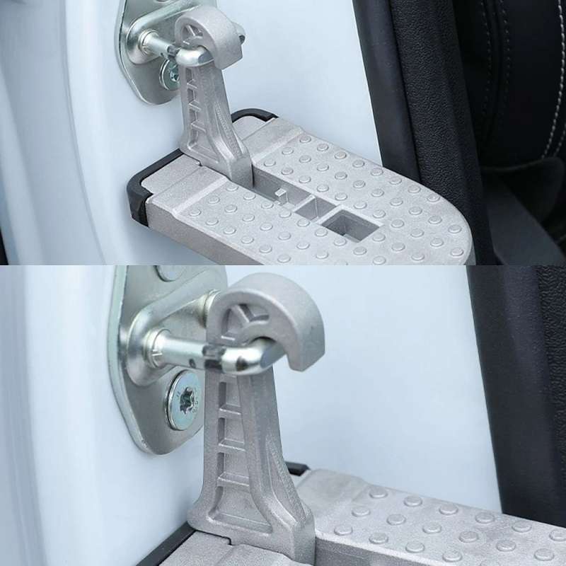 Car Hook Door Foldable Foot Pedal with Safety Hammer(Silver)