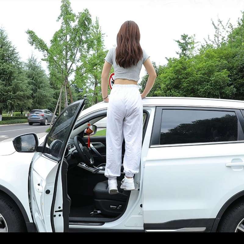 Car Hook Door Foldable Foot Pedal with Safety Hammer(Silver)