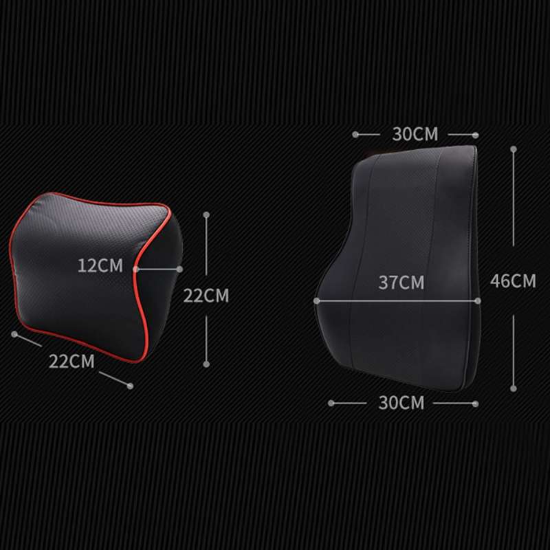 Leather Memory Foam All Season Car Seat Neck Support Cushion Headrest+Waist Pad(Brown)