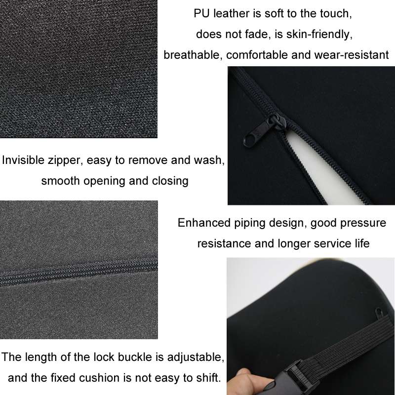 Leather Memory Foam All Season Car Seat Neck Support Cushion Headrest+Waist Pad(Brown)