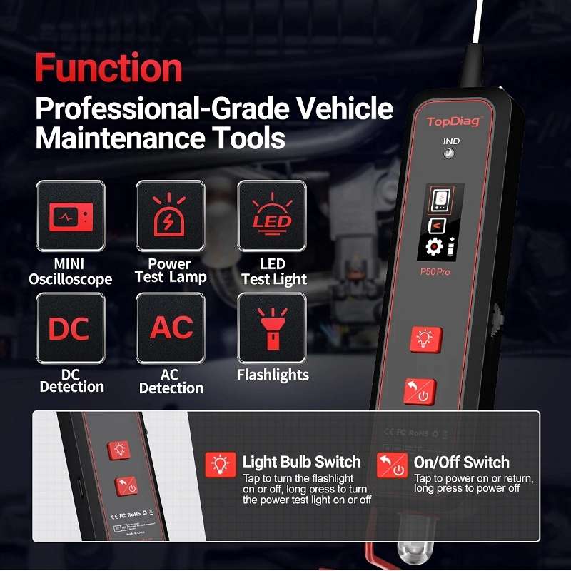 JDiag Mini Circuit Tester AC/DC Detection Multi-function Oscilloscope(P50 Pro)