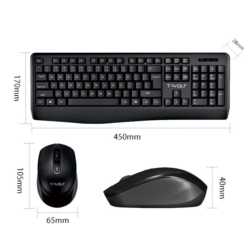 T-WOLF TF-100 2.4G Bluetooth Laptop Office Wireless Keyboard and Mouse Set(Set)