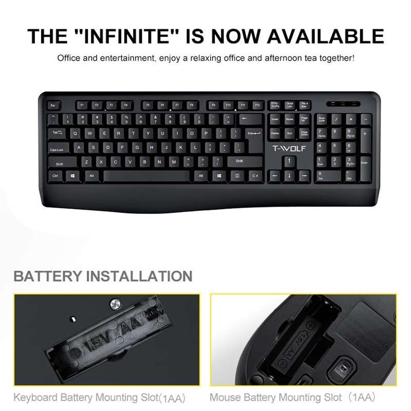 T-WOLF TF-100 2.4G Bluetooth Laptop Office Wireless Keyboard and Mouse Set(Set)