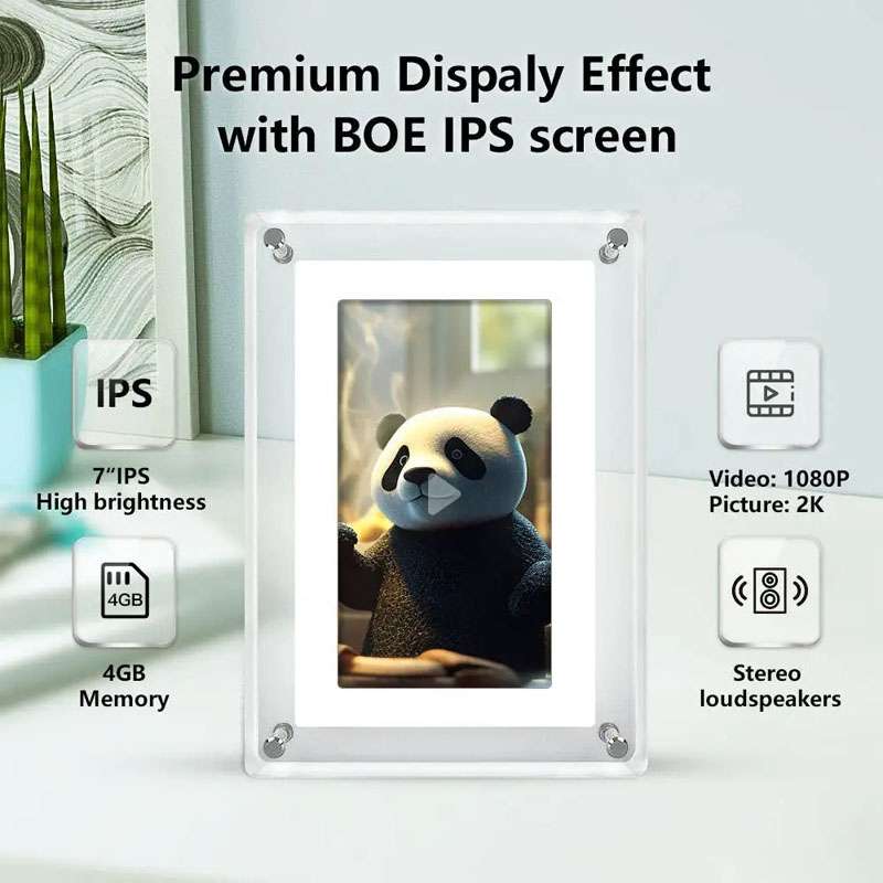 7 Inch Acrylic HD Digital Photo Frame Desktop Smart Motion Video Player Ornament(UK Plug)