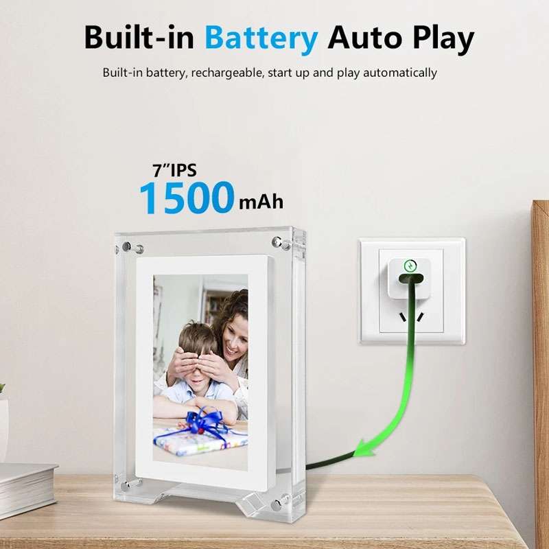 7 Inch Acrylic HD Digital Photo Frame Desktop Smart Motion Video Player Ornament(UK Plug)